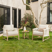 3 Pieces Boho Patio Rattan Bistro Set, Outdoor Wicker Chairs & Side Table Set
