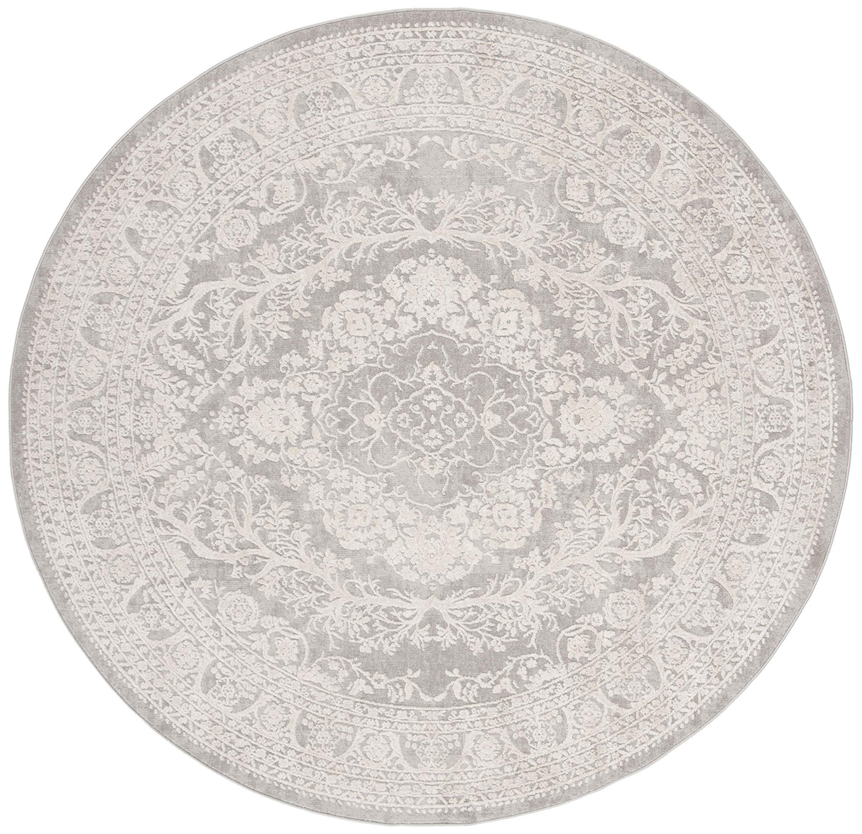SAFAVIEH Reflection Collection 3' Round Light Grey/Cream RFT668G French Country Oriental Area Rug