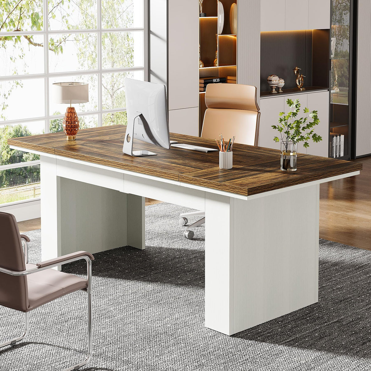 63" Executive Office Desk, Modern Computer Desk for Home Office, Easy Assembly