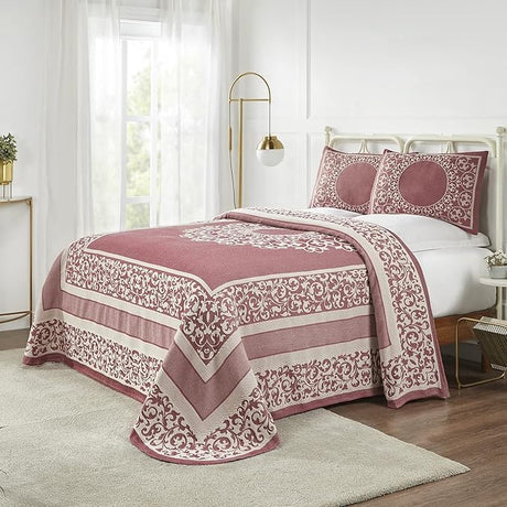 Cotton Blend Bedspread Set, Includes Oversized Bedspread and 2 Matching Pillow