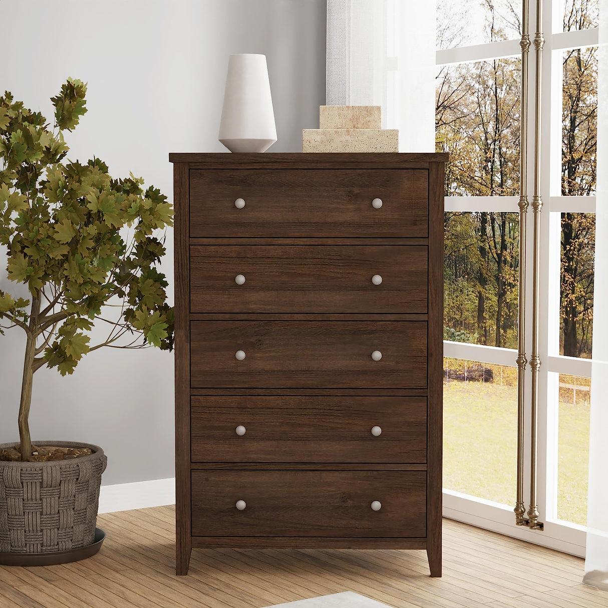 Holborn Modern 5 Drawer Wood Chest Dresser