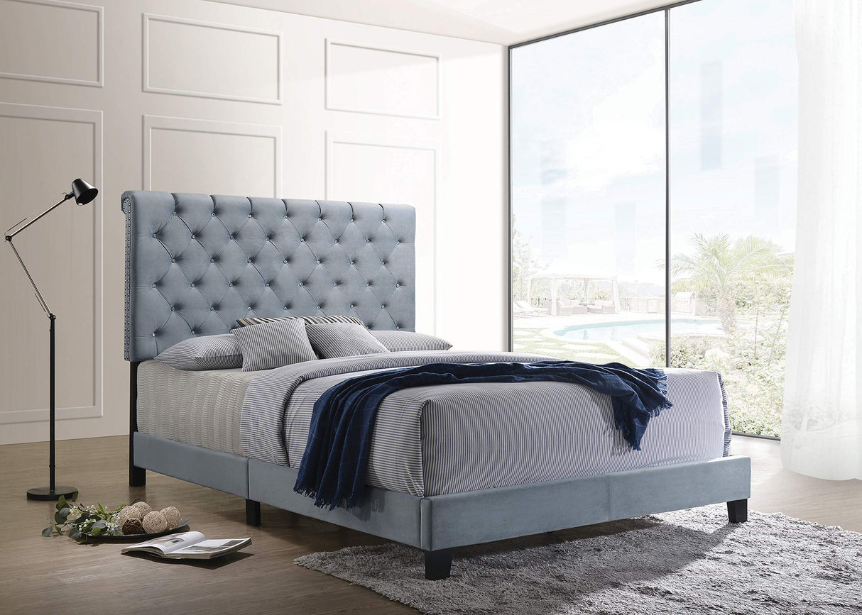 Warner Upholstered Bed Slate Blue, Queen