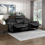 Double Recliner Sofa, Faux Leather Reclining Sofa With Center Drop-Down Cup Holders,