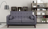 Modern Collection Upholstered Linen loveseat with Wood Legs and Two Button