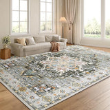 10x14 Vintage Area Rug - Large Boho Carpet with Non-Slip Backing