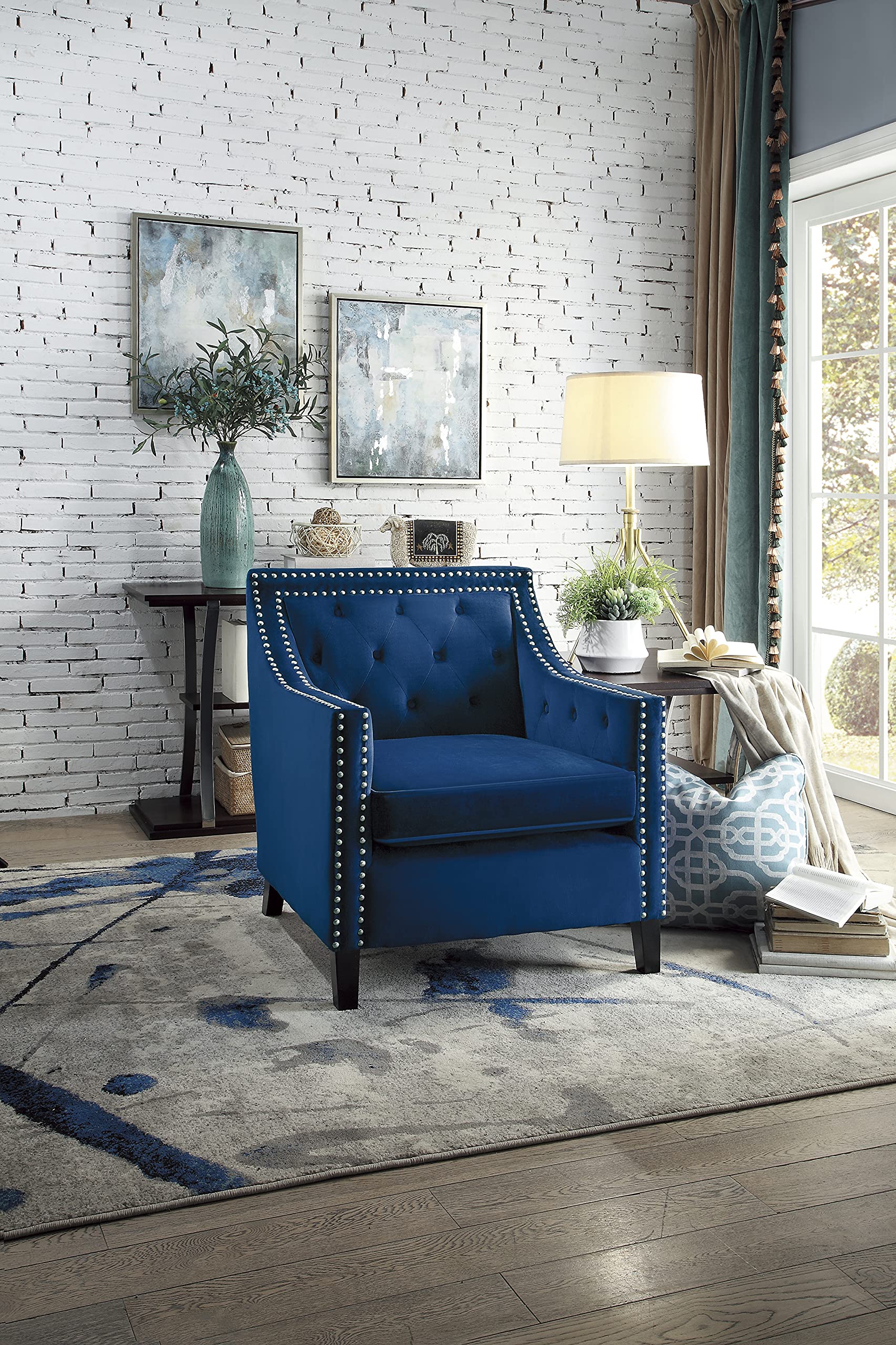 Velvet Accent Chair, Navy
