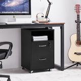 File Cabinet, Under Desk Vertical Cabinet with 2 Drawers and Open Compartment