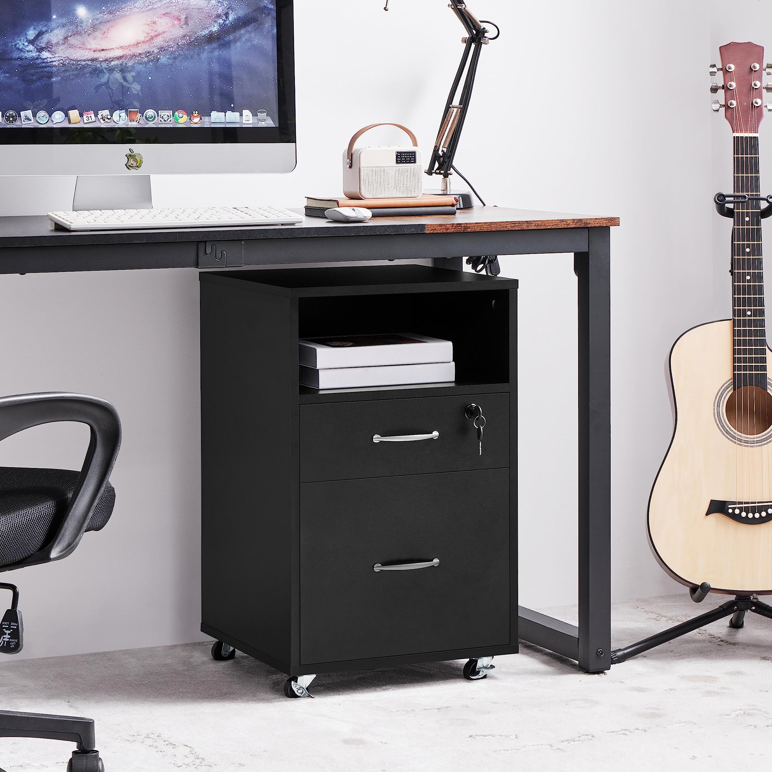 File Cabinet, Under Desk Vertical Cabinet with 2 Drawers