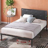 Cherie Faux Leather Classic Platform Bed Frame with Steel Support Slats, Queen