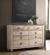 Roundhill Furniture M Imerland Contemporary White Wash Finish Patched Wood Top 7-drawer Dresser