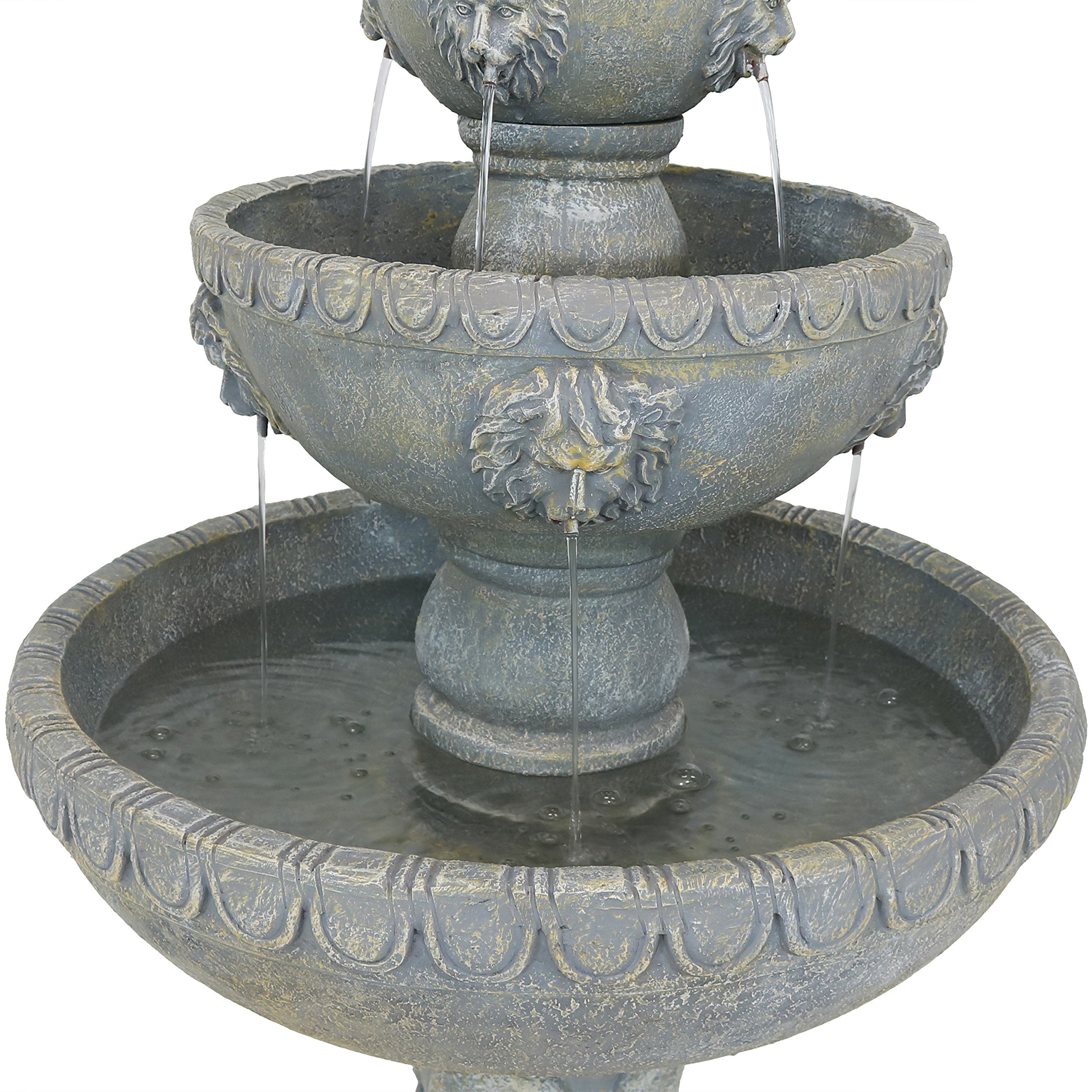 53-Inch 4-Tier Fiberglass Water Fountain - Electric Submersible Pump
