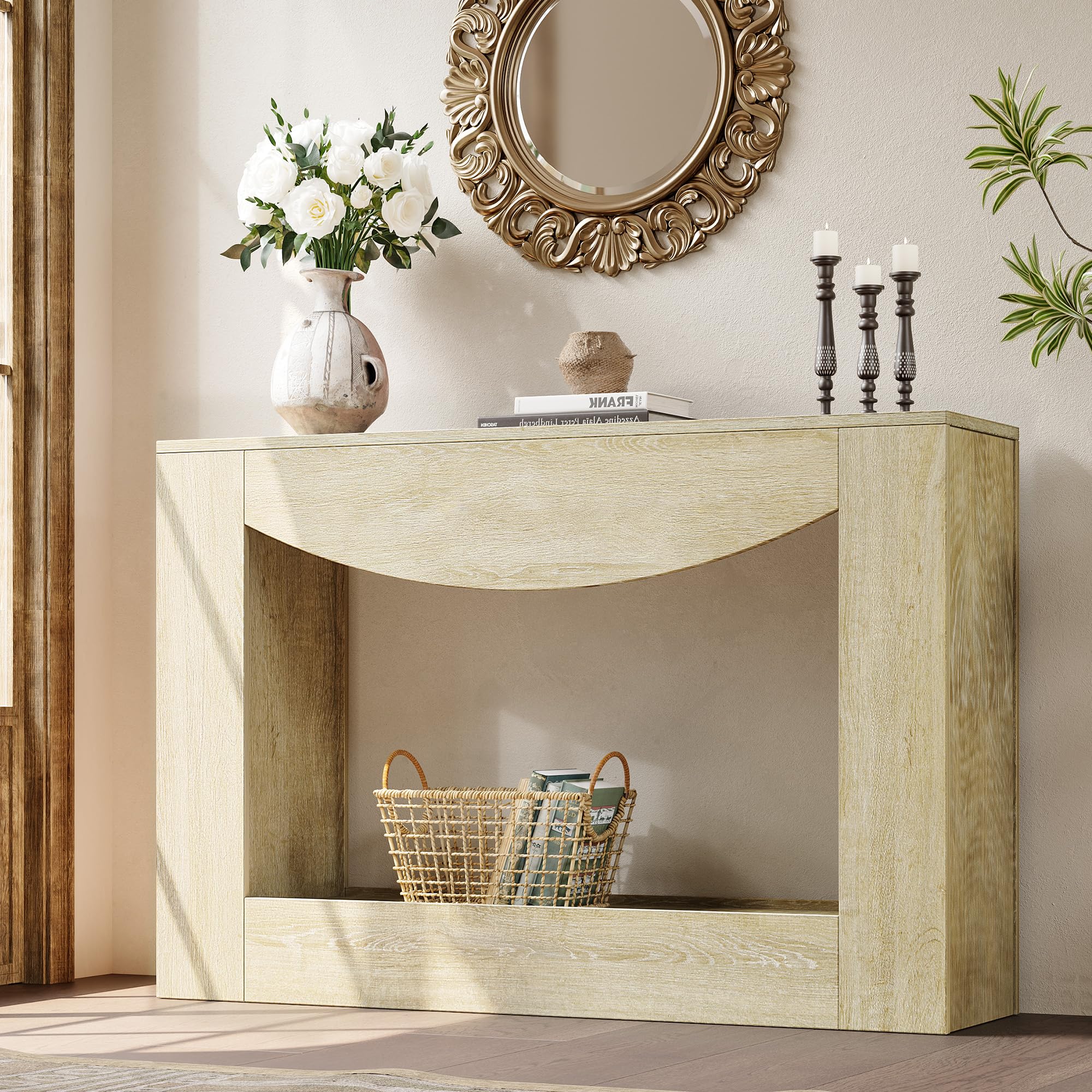 47" Farmhouse Console Table with LED Light