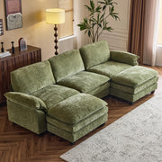 Sectional Sofa Modular Deep Seat Sofa Couch with Ottoman, Chenille Sofa