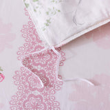 Duvet Cover Set Queen Elegant and Shabby Pink Rosette Floral Bedding