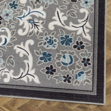 Rugs Alfombras Non-Skid (Non-Slip) 8x10 Rubber Backing Modern Floral Low Profile