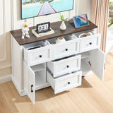 Farmhouse 5+2 White Dresser for Bedroom, Chest of Drawers for Bedroom