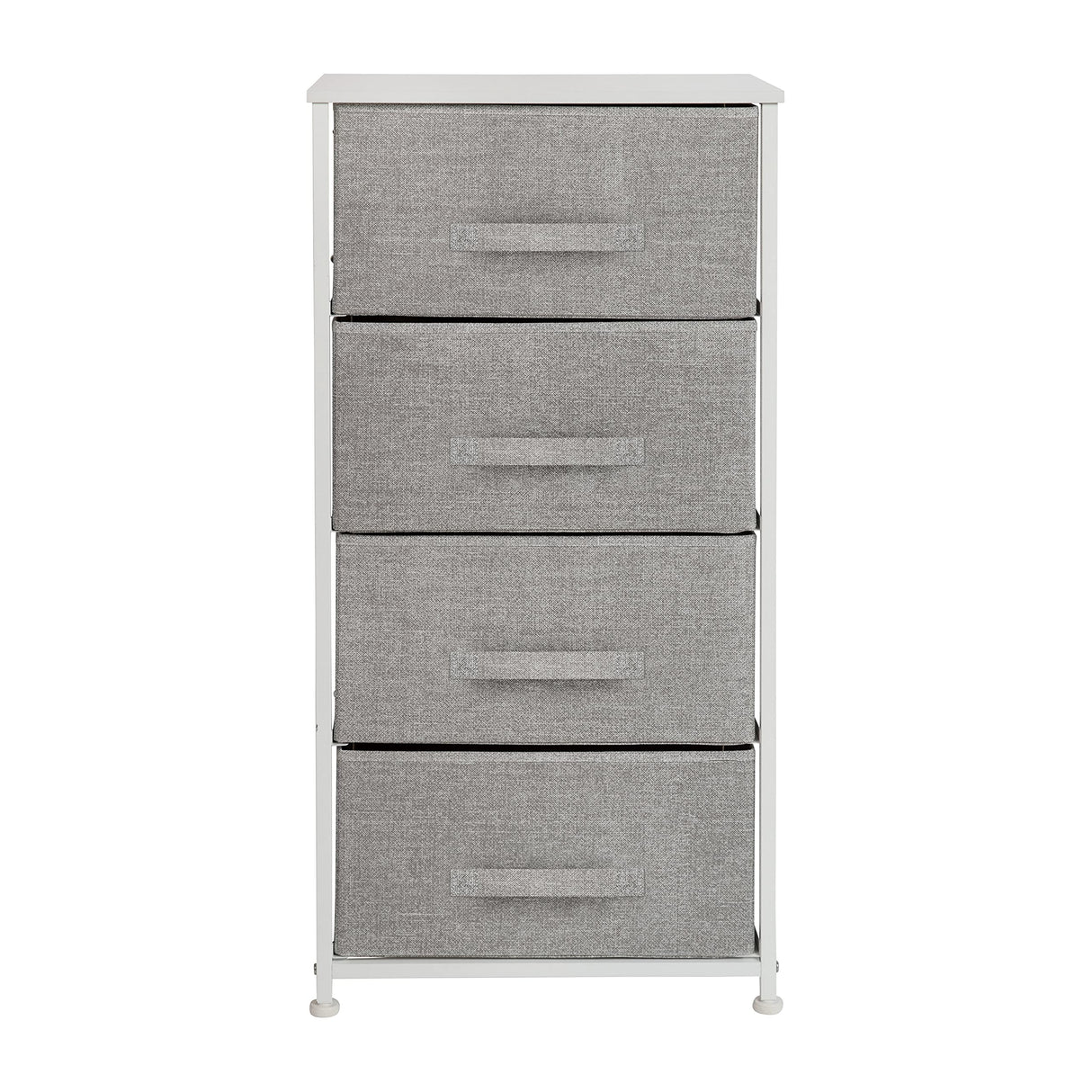 4-Drawer Storage Chest of Drawers, Modern Bedroom Dresser with 4 Easy Pull Fabric Drawers and Engineered Wood Top, Light Gray