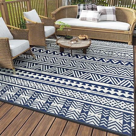 -Outdoor Rug Carpet 6x9 ft for Patio RV Camping with Led Strip