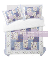 Purple Bedding Sets King - Reversible Microfiber Farmhouse Quilts