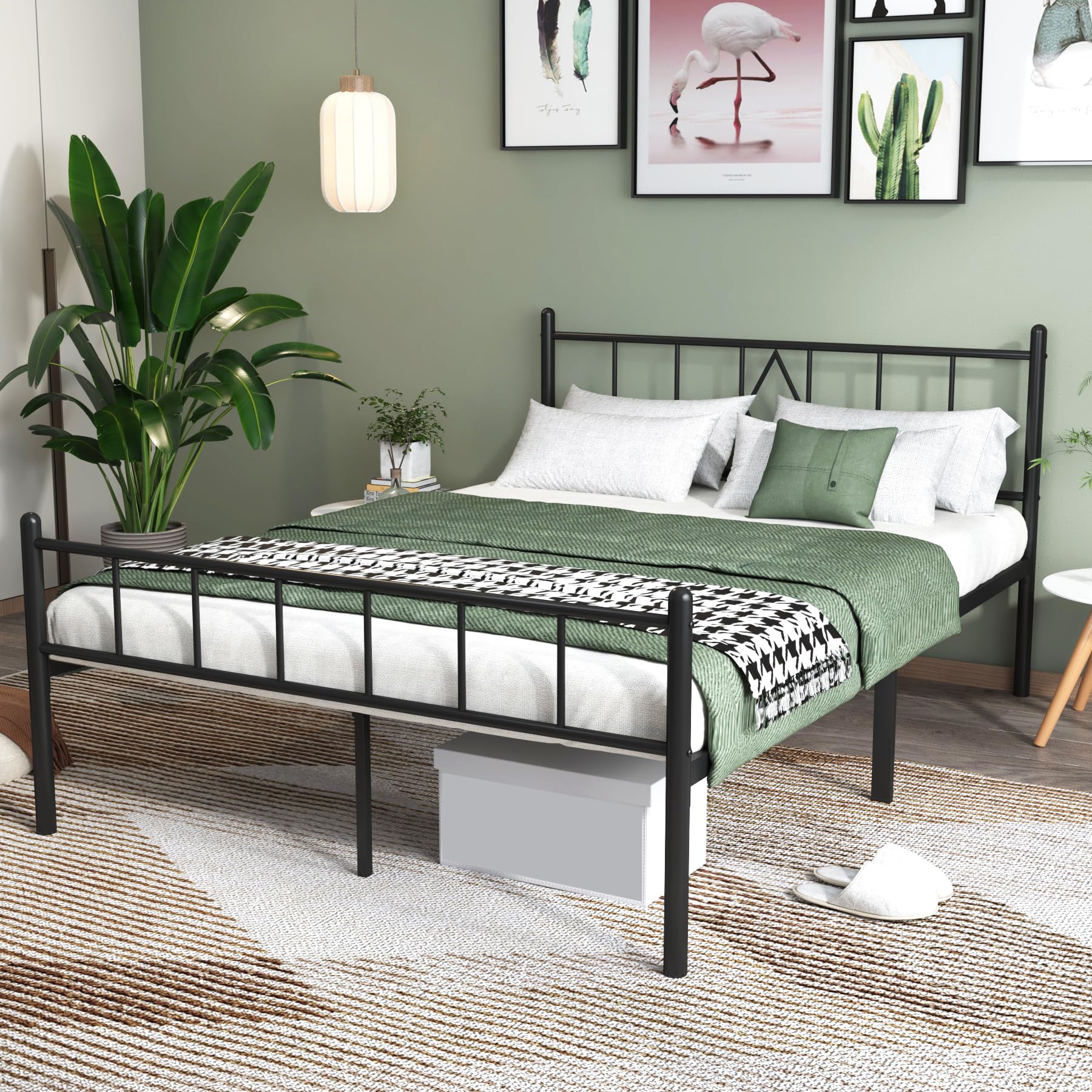14 Inch Full Size Bed Frames with Headboard/Footboard, Under Bed Storage