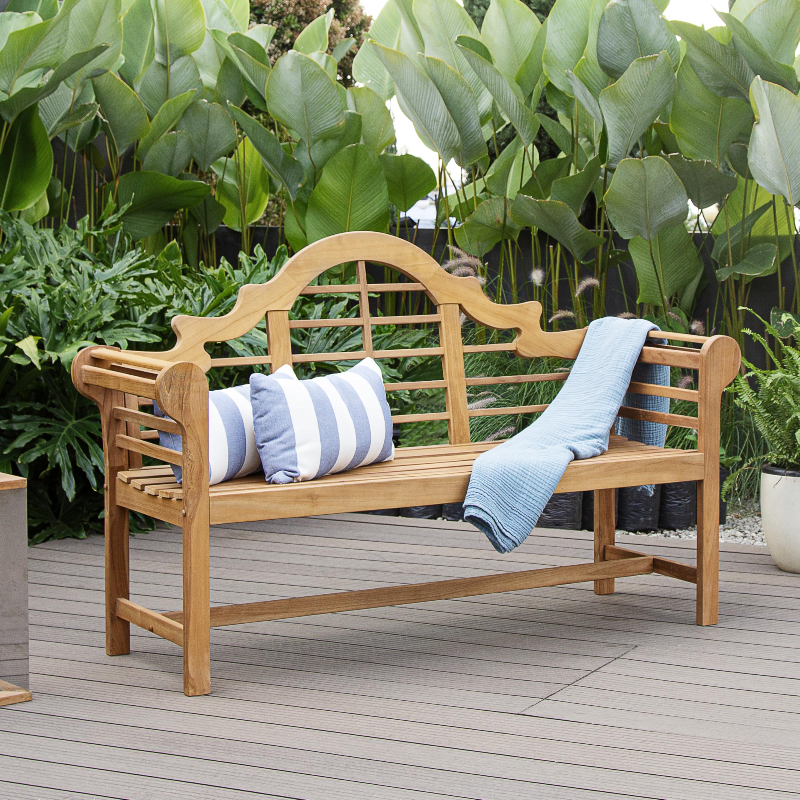 Lutyens 5-Foot Teak Wood Outdoor Garden Bench for Patio Furniture, Weather-Resistan