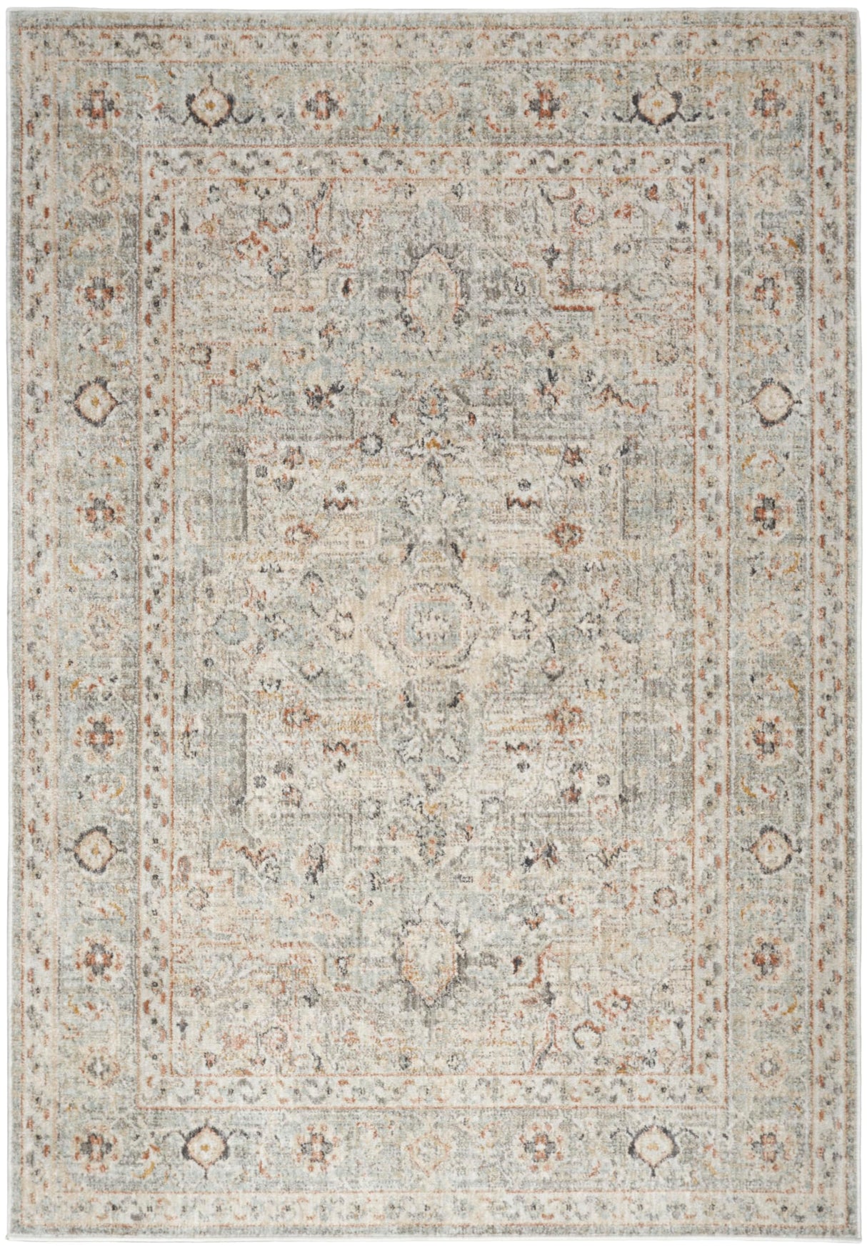 Nourison Oushak Home Traditional Light Grey 5'5" x 7'3" Area -Rug, Easy -Cleaning, Non Shedding, Bed Room, Living Room, Dining Room, Kitchen (5x7)