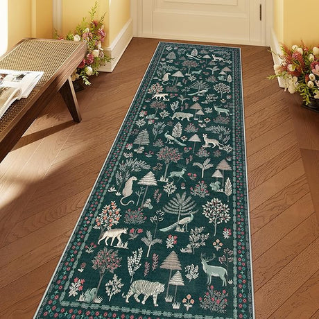 Jungle Animal 8x10 Rugs for Living Room, Green Soft Bedroom Rug 8x10 Under Bed