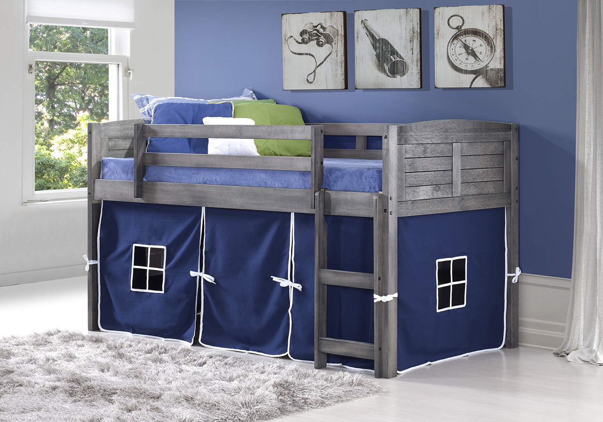 Louvered Low Loft with Blue Tent, Twin