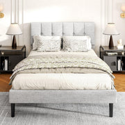 Full Size Bed Frame, Platform Beds with Upholstered Headboard