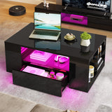 Modern Coffee Tables for Living Room, High Gloss LED Coffee Table, Storage Coffee Table