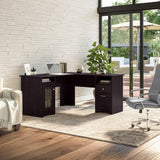 Cabot 60W L Shaped Computer Desk in Espresso Oak