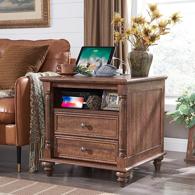 24'' Farmhouse End Table w/4 Solid Wood Feet