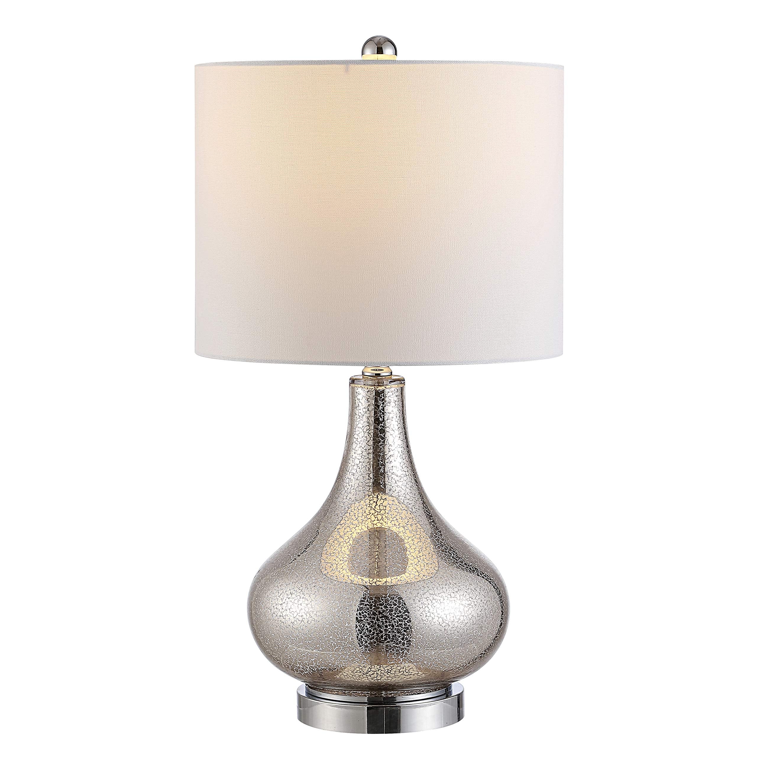 Lighting Collection Brooks Silver Glass 24-inch Bedroom Living Room Home Office Desk