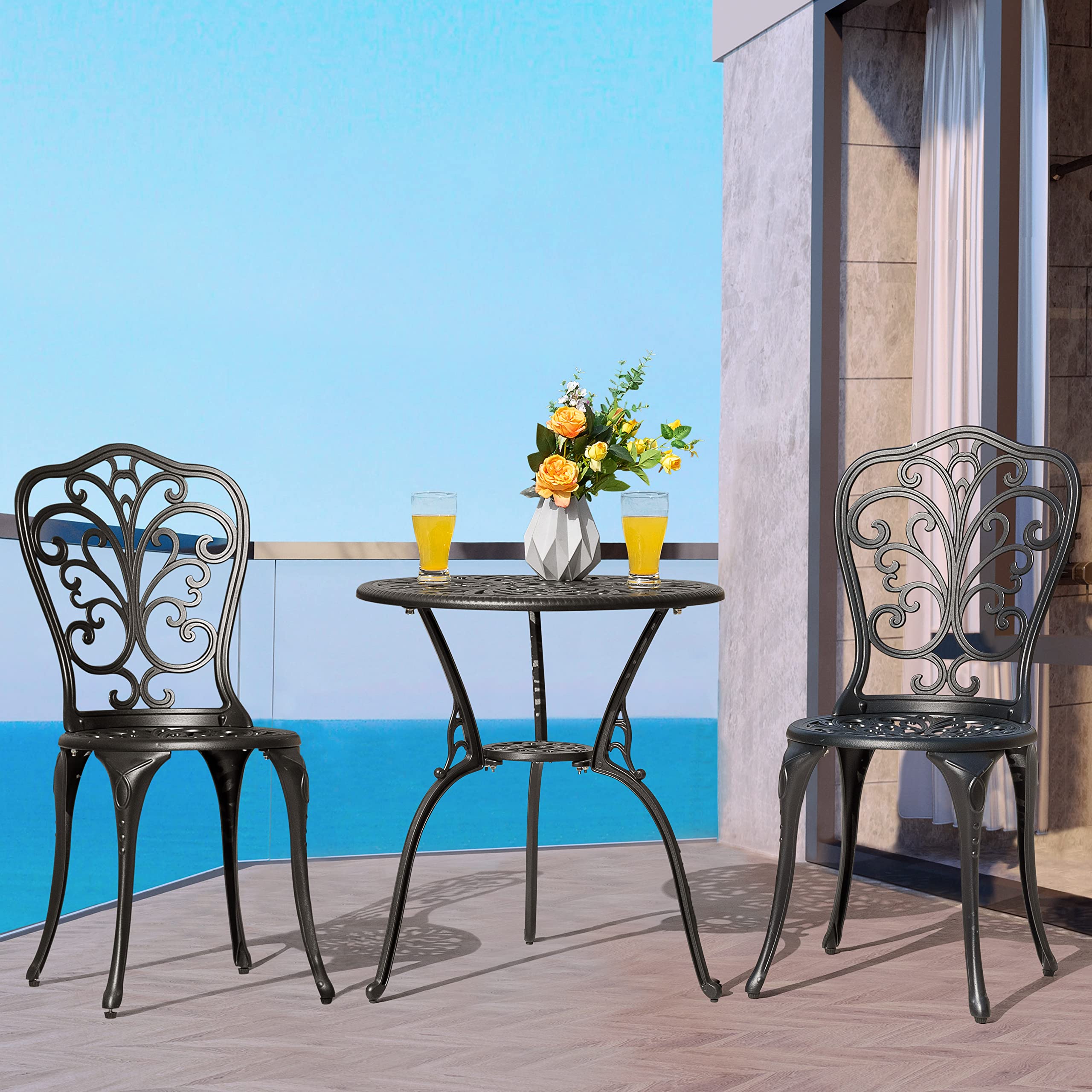 Bistro Set 3 Piece Outdoor All Weather Cast Aluminum Patio Bistro Set Patio Table