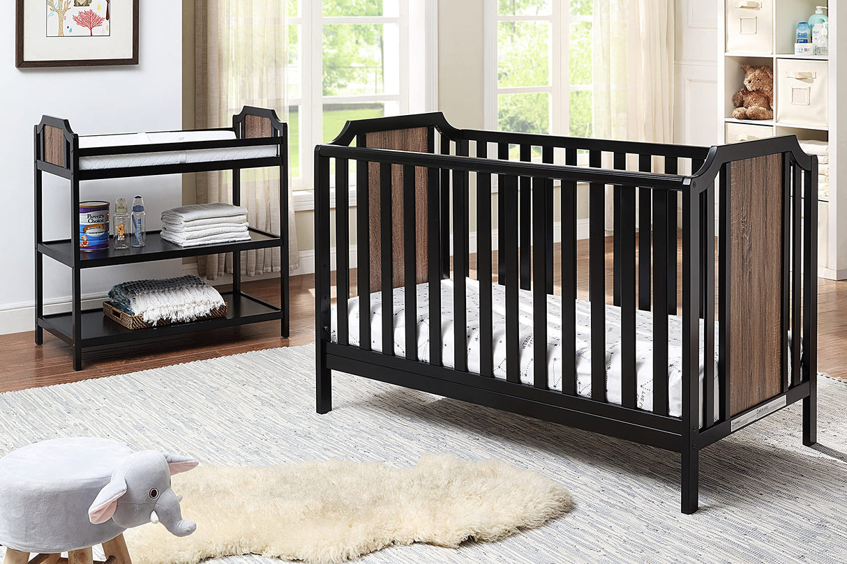 Brees Convertible Island Crib in Black & Vintage Walnut