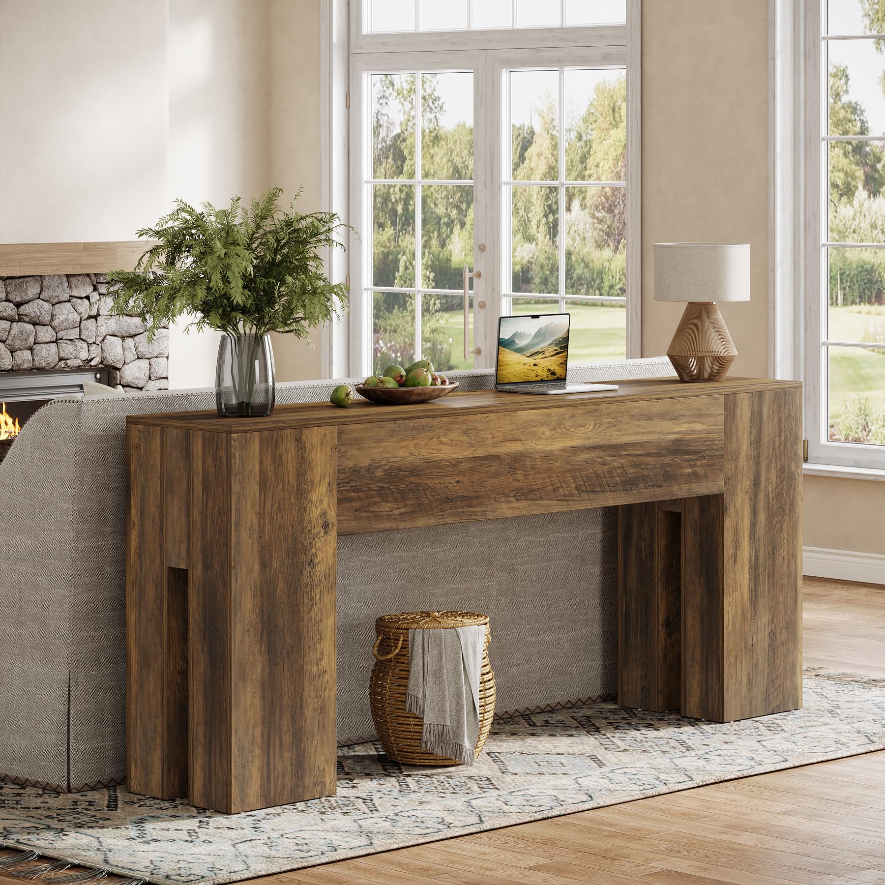 71-Inch Long Console Table for Entryway - Farmhouse Sofa Table
