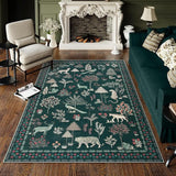 Jungle Animal 8x10 Rugs for Living Room, Green Soft Bedroom Rug 8x10 Under Bed