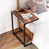 Wide Snack Side Table, C Shaped End Table for Sofa Couch and Bed, Laptop Table