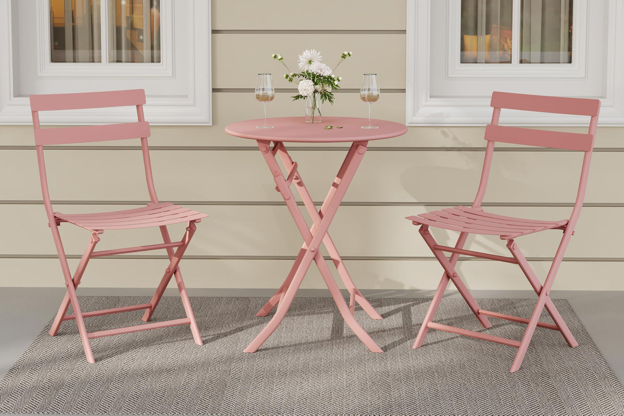3-Piece Patio Bistro Set Folding Bistro Table and 2 Chairs Outdoor Furniture Sets