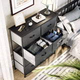 Fabric Dresser for Bedroom, Tall Storage Dresser with 8 Drawers, Black Dresser &