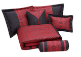 Dynasty Jacquard 7-Piece Comforter Set Black/Red (Queen)