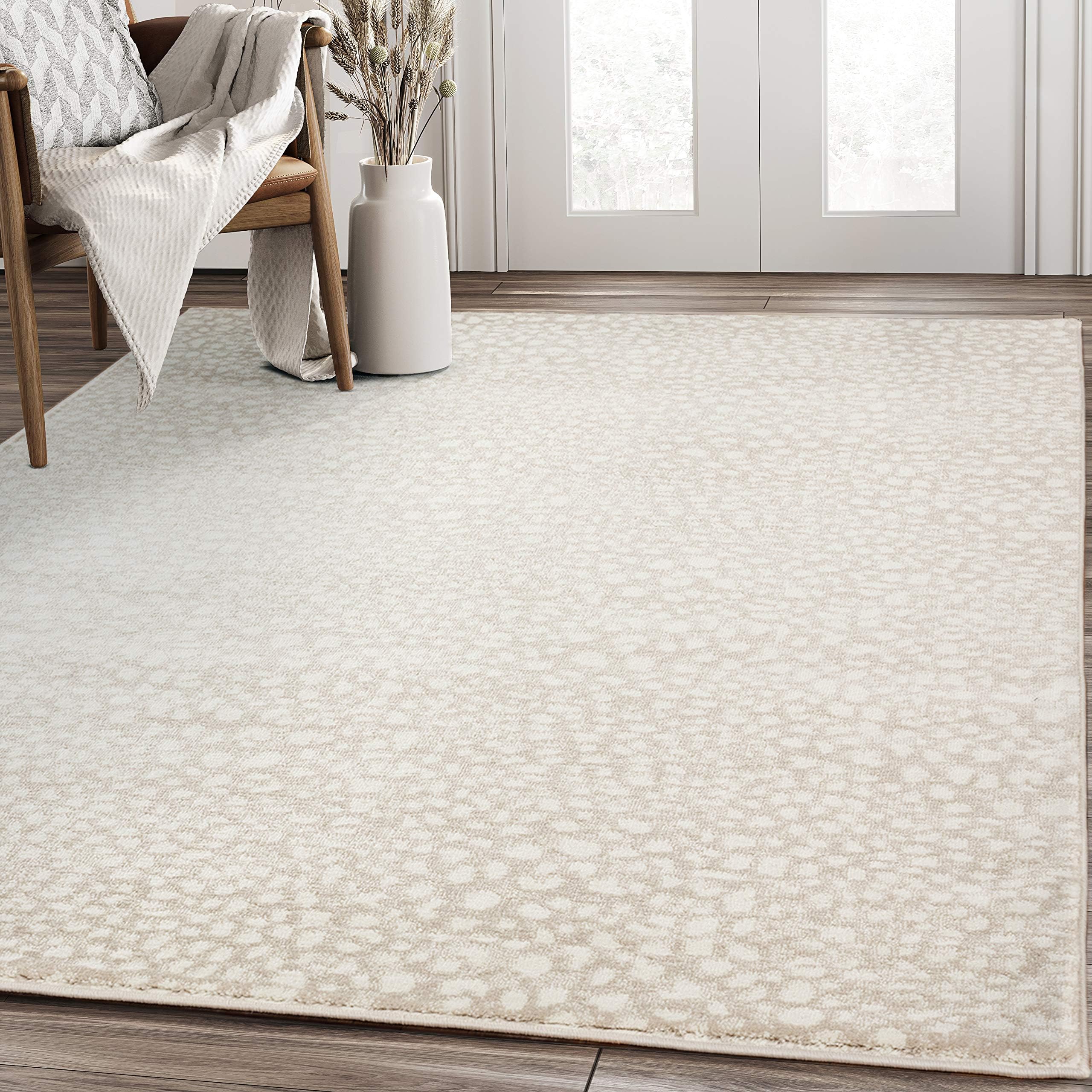 Abani Beige Cheetah Print 5'3" x 7'6" Area Rug Rugs, Arto Collection - Contemporary Durable Accent Rug