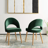 Giani Retro Malachite Green Velvet and Gold Dining Chair, Set of 2