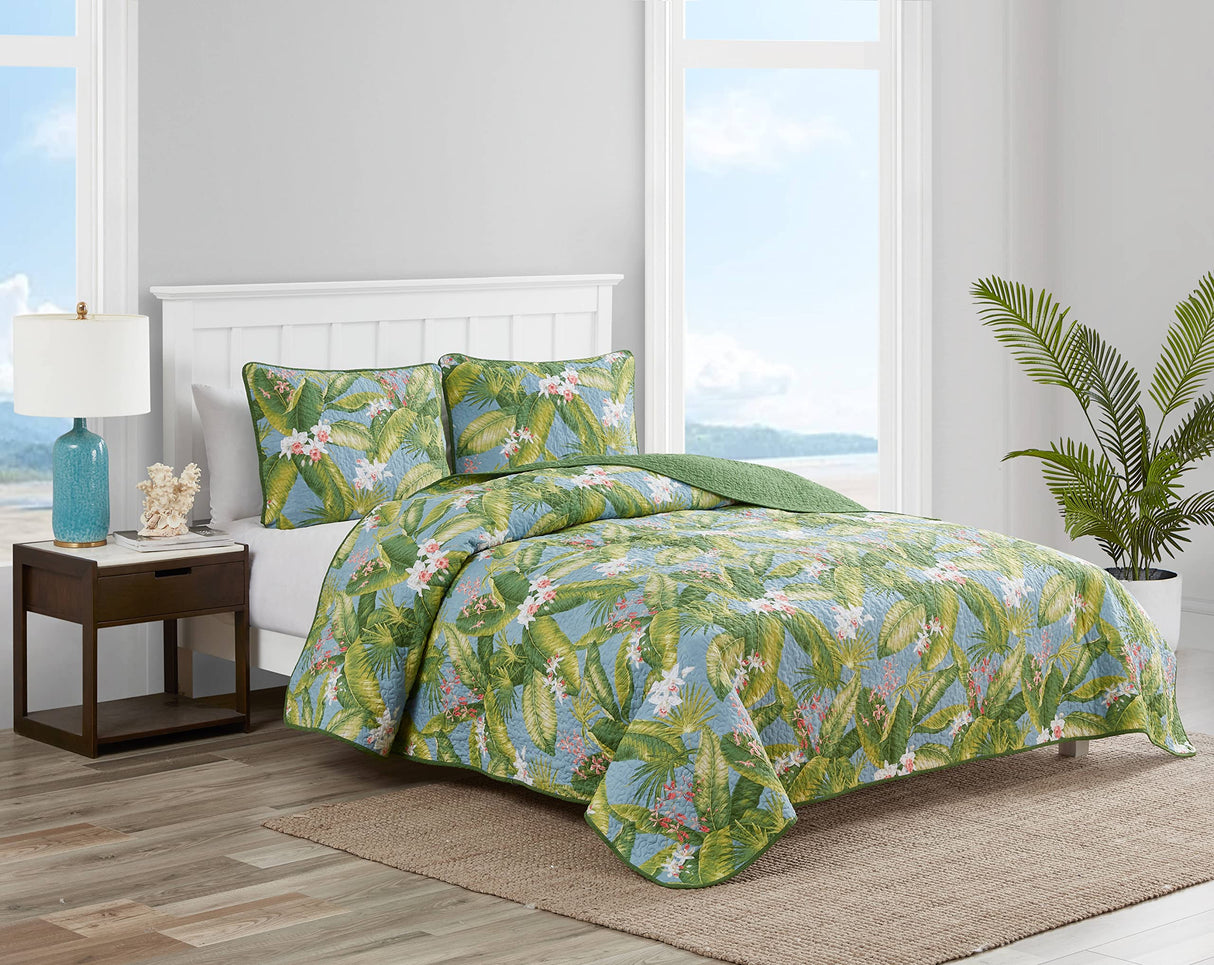 - King Quilt Set, Reversible Cotton Bedding with Matching Shams