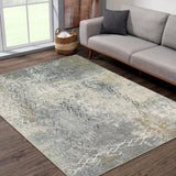 CAROMIO 5x7 Washable Rug Non-Slip Bedroom Geometric Rug Modern Abstract Floor Cover Stain Resistant Low-Pile Boho Carpet Rug for Living Room, Beige