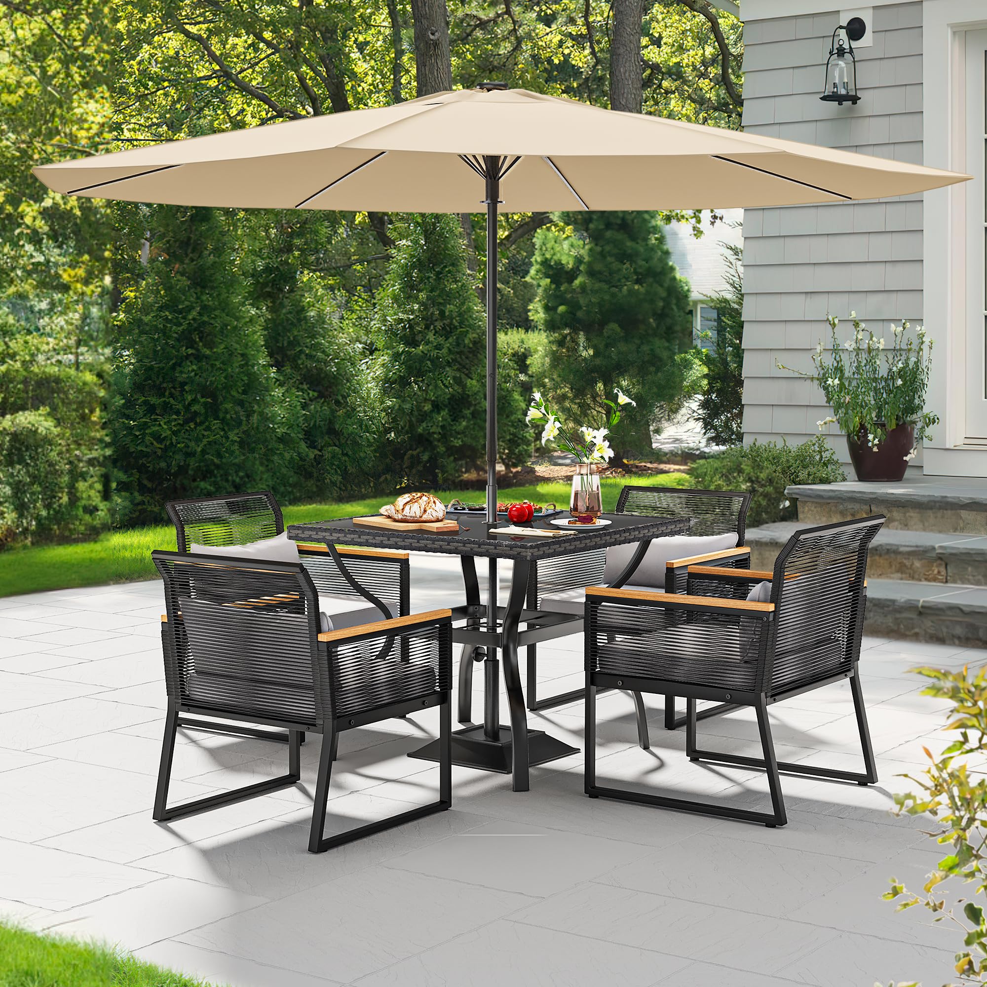 Patio Dining Chairs Set of 4, Outdoor Wicker Furniture Dining Chairs