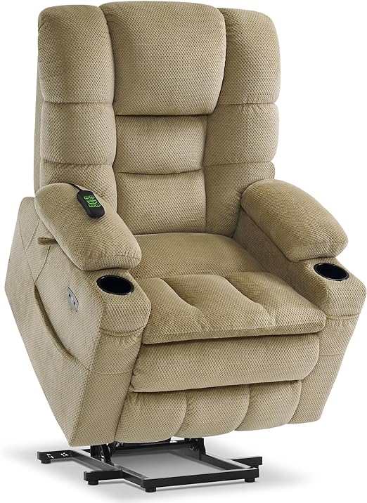 Large Dual Motor Power Lift Recliner Chair with Massage and Dual Heating, Adjustable