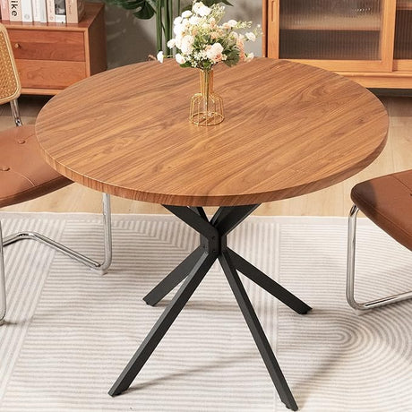 Walnut Round Dining Table for 4-6 Person, 39" Mid-Century Modern Round Dining Room