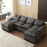 110" Sectional Sofa Cloud Couch for Living Room, Modern Chenille U Shaped Couch