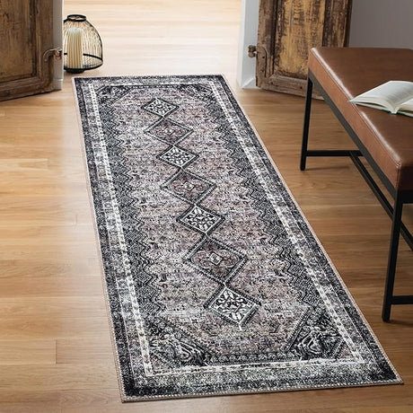 Machine Washable Area Rugs with Non-Slip Backing, Ideal for Hallway, Living Room,